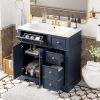 36'' Bathroom Vanity with Resin Sink Combo, Solid Wood Frame Bathroom Storage Cabinet, Freestanding Vanity Set with 3 Drawers& Adjustable Shelf
