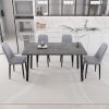 55.12-70.87" expandable rectangular dining table that can accommodate 4-6 people, equipped with 4 PU fabric thick padded dining chairs