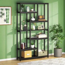Bookshelf: Tall office shelf features 7-tier storage capacity (Color: Black)