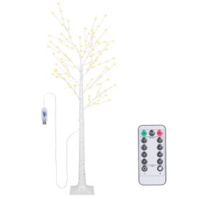 Lighted Birch Tree Artificial White Birch Twig Tree with 8 Warm White Lighting Modes for Wedding Party Christmas Holiday Festival Home Decoration (Option: LightedBirchTree1.2M)