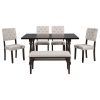 6-Piece Dining Table and Chair Set with Special-shaped Legs and Foam-covered Seat Backs & Cushions for Dining Room