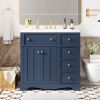 36'' Bathroom Vanity with Resin Sink Combo, Solid Wood Frame Bathroom Storage Cabinet, Freestanding Vanity Set with 3 Drawers& Adjustable Shelf
