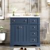36'' Bathroom Vanity with Resin Sink Combo, Solid Wood Frame Bathroom Storage Cabinet, Freestanding Vanity Set with 3 Drawers& Adjustable Shelf