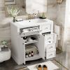36'' Bathroom Vanity with Resin Sink Combo, Solid Wood Frame Bathroom Storage Cabinet, Freestanding Vanity Set with 3 Drawers& Adjustable Shelf