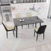 55.12-70.87" expandable rectangular dining table that can accommodate 4-6 people, equipped with 4 PU fabric thick padded dining chairs