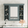 35'' x 28'' Wall Mounted Bathroom Storage Cabinet with Mirror Door, Modern Bathroom Wall Cabinet with Mirror, Medicine Cabinet with 6 Open Shelves
